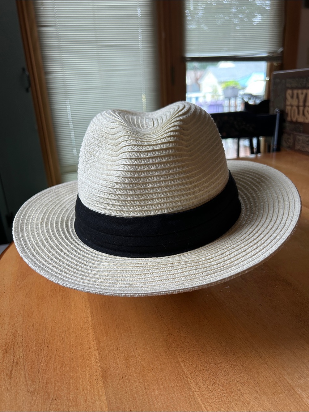 Scala Cream Straw Fedora with Black Band